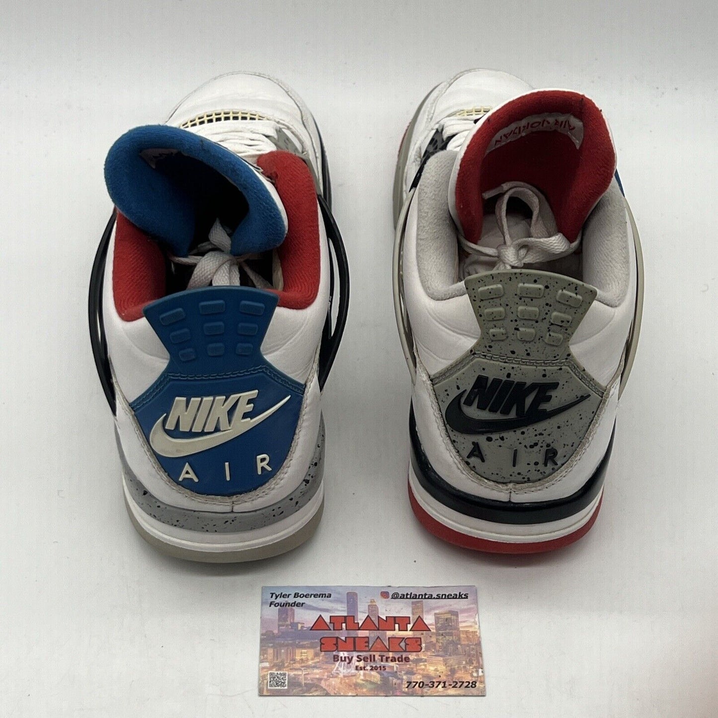 Size 10 - Jordan 4 Retro SE Mid What The 4 White Black Blue Red Leather Grey