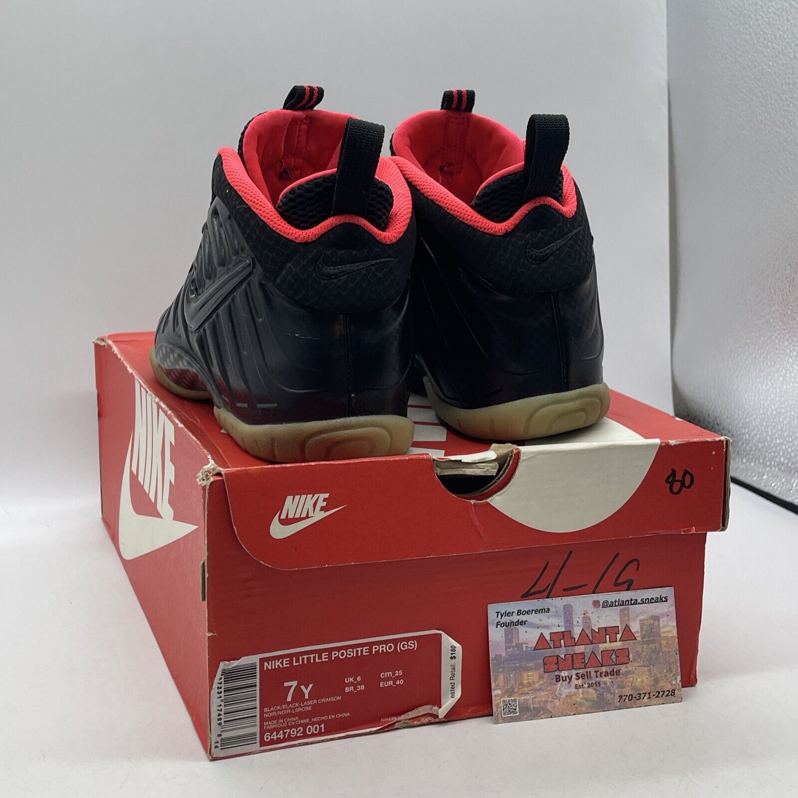 Size 7Y (GS) - Nike Little Posite Pro Mid Yeezy Black Suede Leather (644792-001)