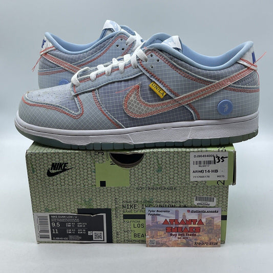 Size 9.5 - Nike Dunk Low x Union LA Passport Pack - Argon Leather (DJ9649-400)