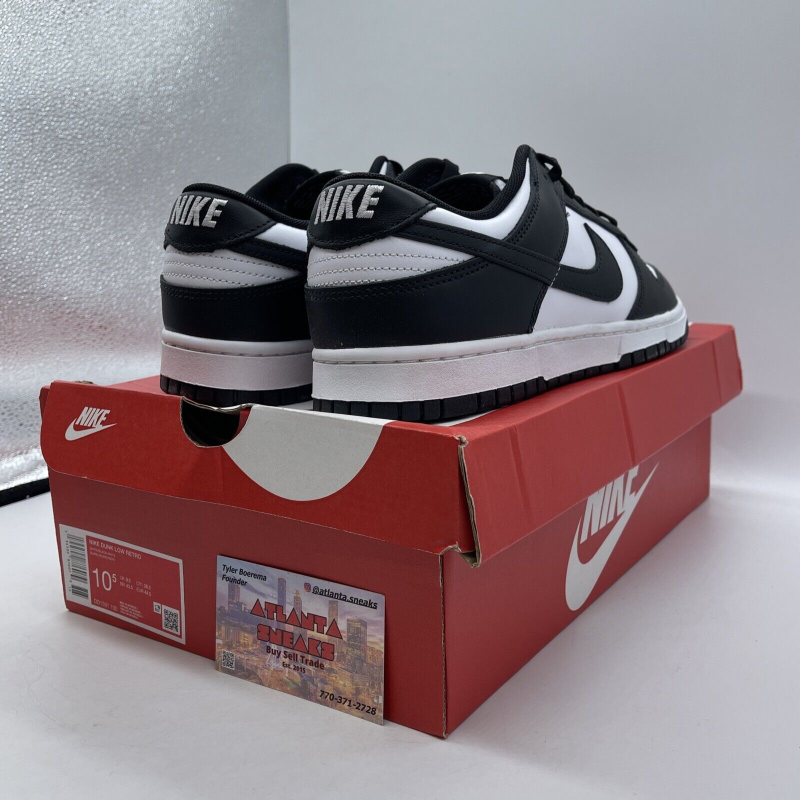 Size 10.5 - Nike Dunk Low Black White Leather (DD1391-100)