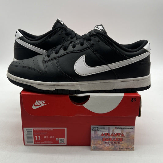 Size 11 - Nike Dunk Low Black Panda 2.0 White Leather (DV0831-002)