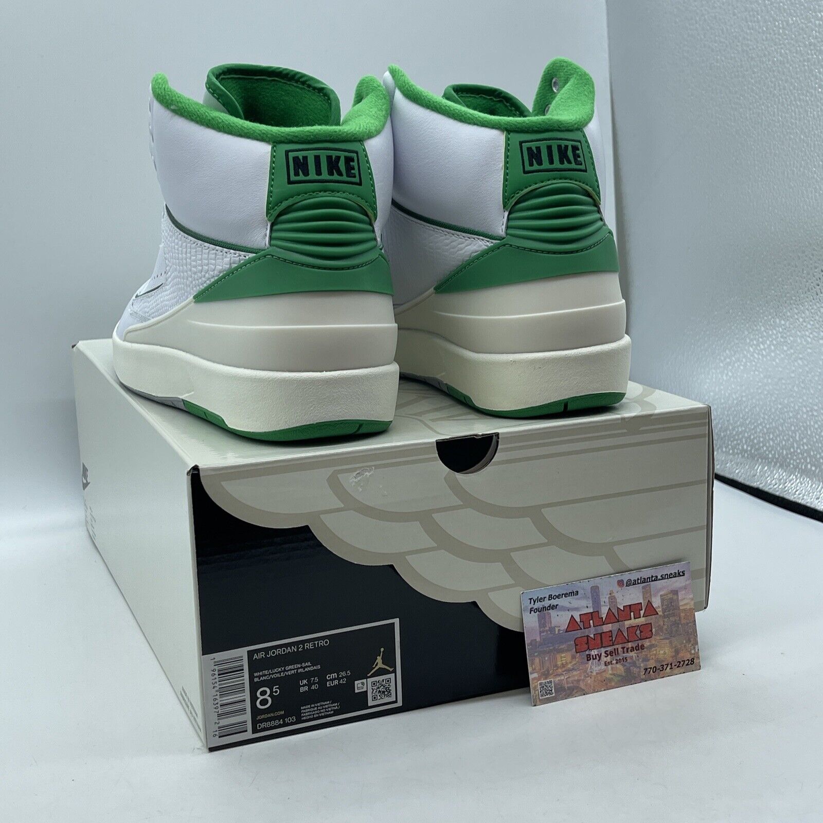 Size 8.5 - Jordan 2 Retro Lucky Green White Leather (DR8884-103)