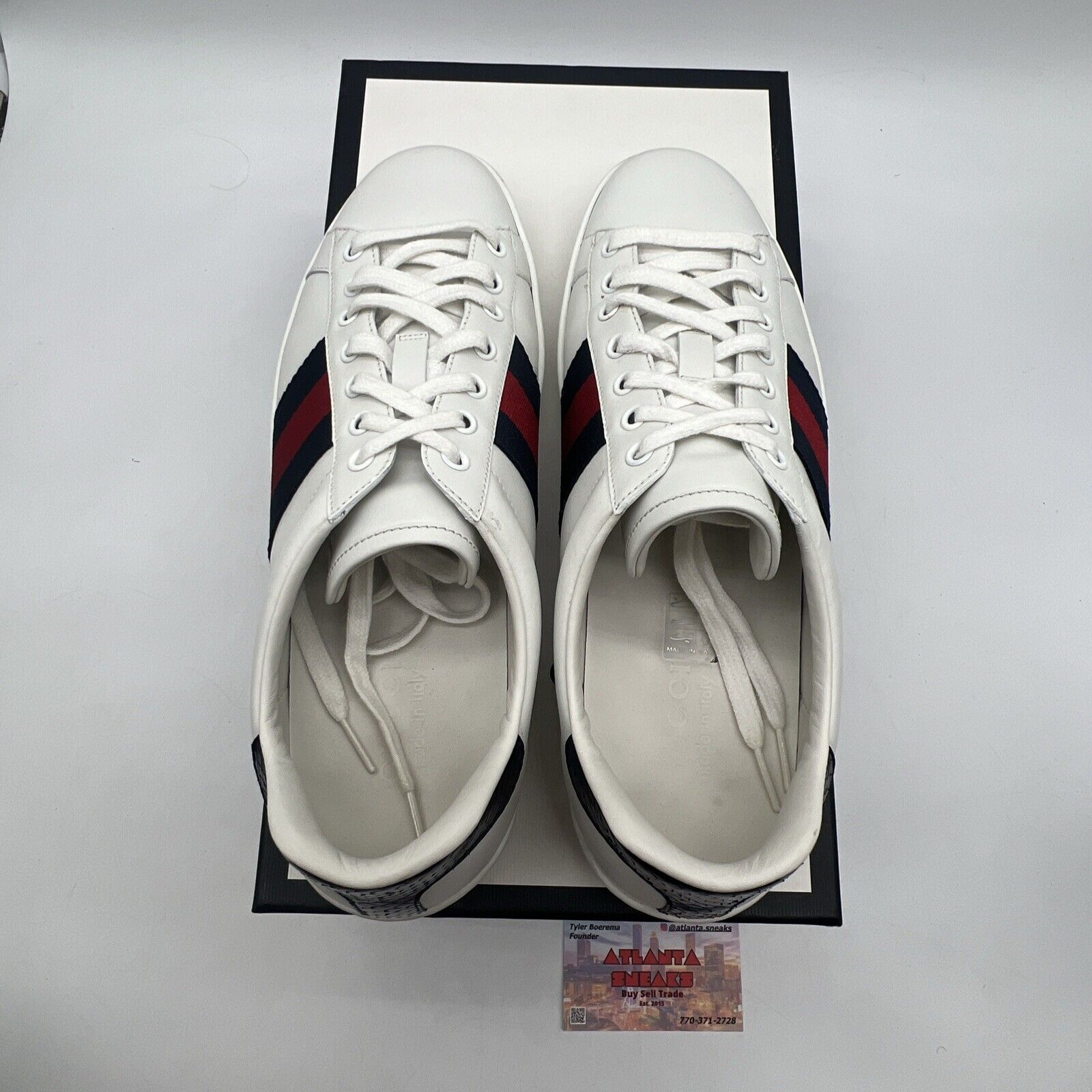 Size 8.5 - Gucci Ace White Blue Red W Leather (387993-02JR0-9072)