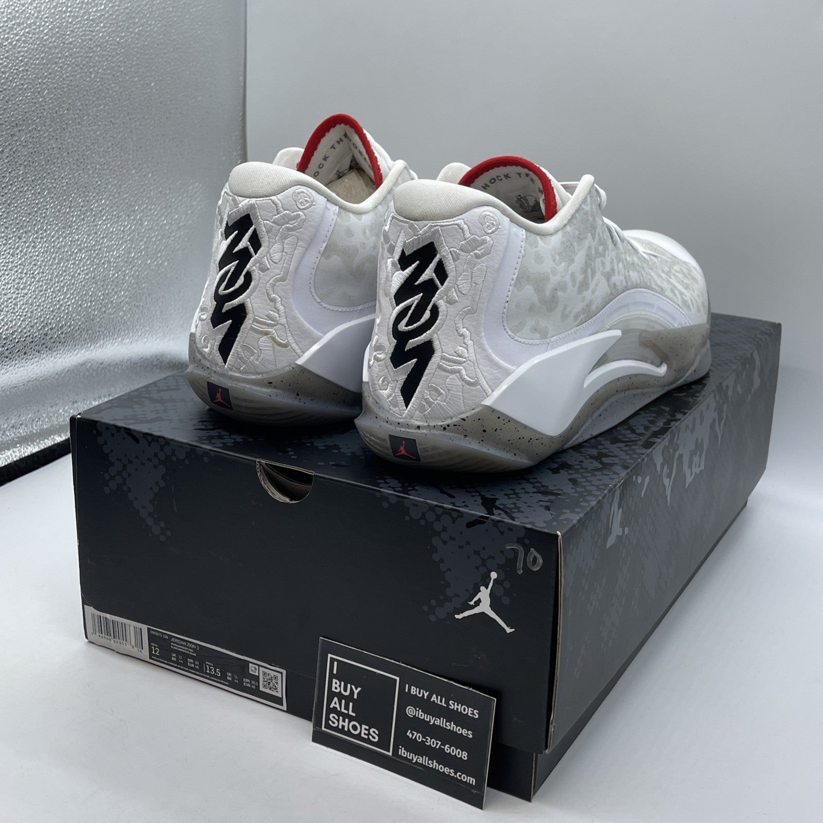 Size 12 - Jordan Zion 3 Fresh Paint White Grey Suede Leather (DR0675-106)