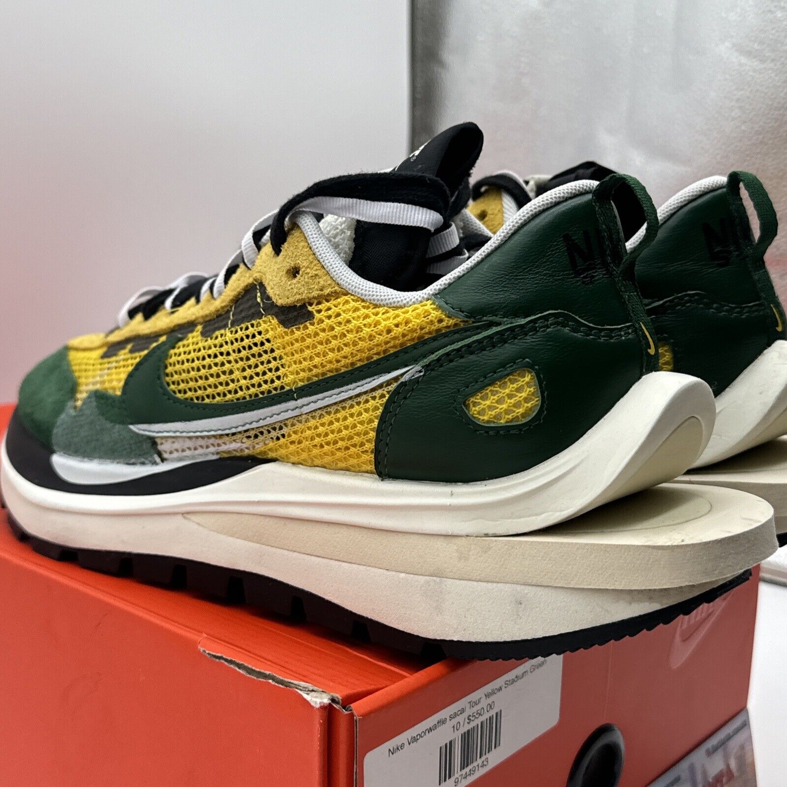 Size 10 - Nike VaporWaffle Sacai Tour Yellow Green OG All Black Breathable Suede