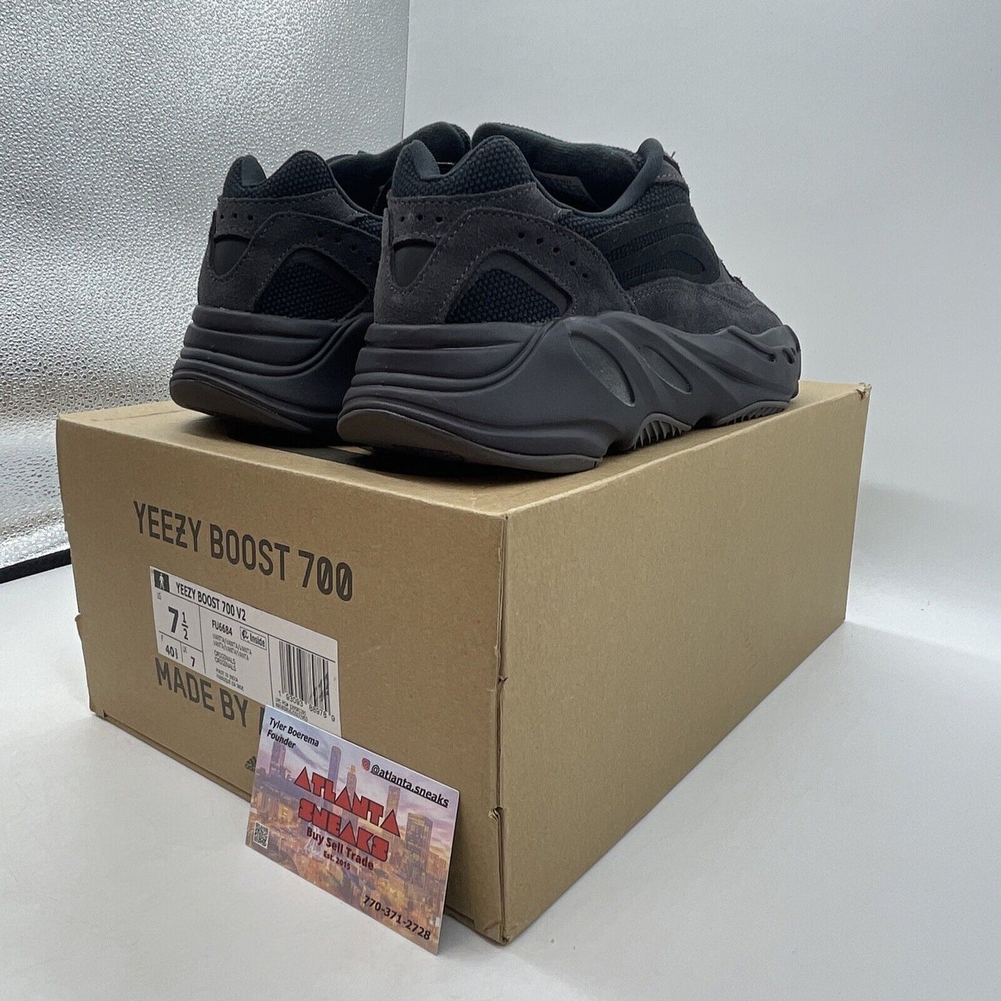 Size 7.5 - adidas Yeezy Boost 700 V2 Vanta Black Suede (FU6684)