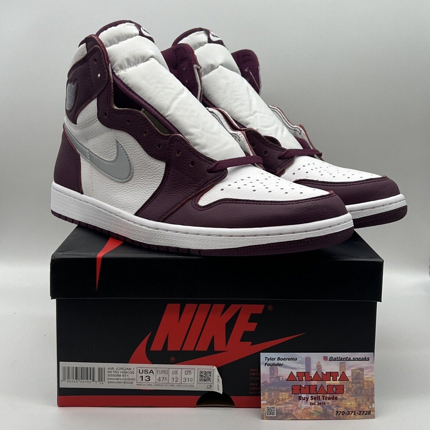 Size 13 - Jordan 1 Retro High OG Bordeaux Leather Black Og All Brand New