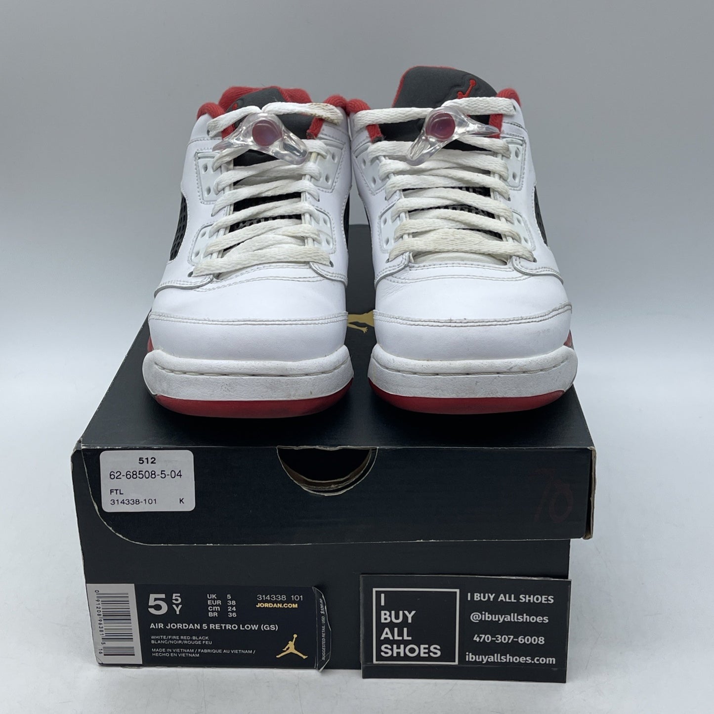 Size 5.5Y - Air Jordan 5 Retro 2016 Low Fire Red (314338-101)