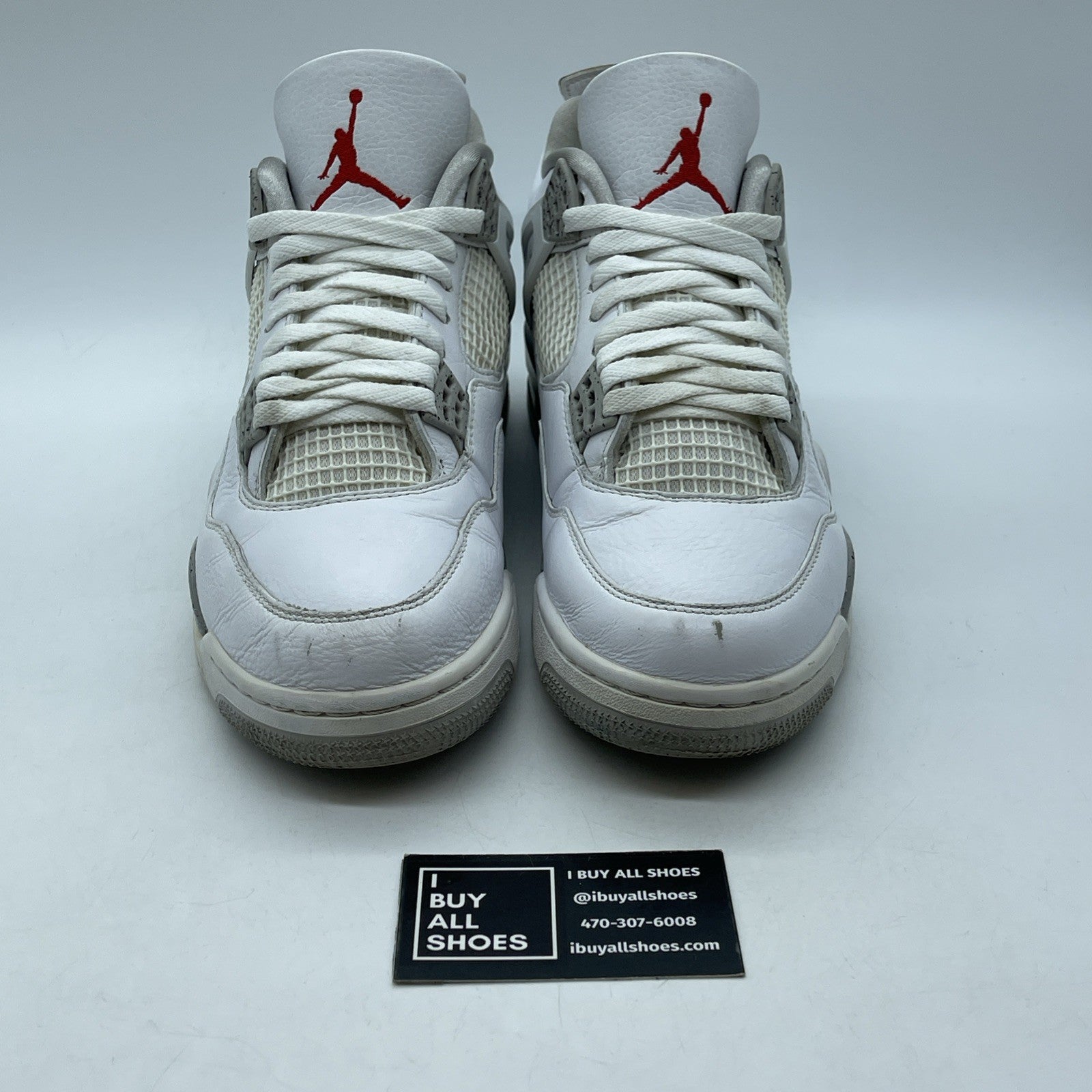 Size 9.5 - Jordan 4 Retro Mid White Oreo Red Grey Leather (CT8527-100)