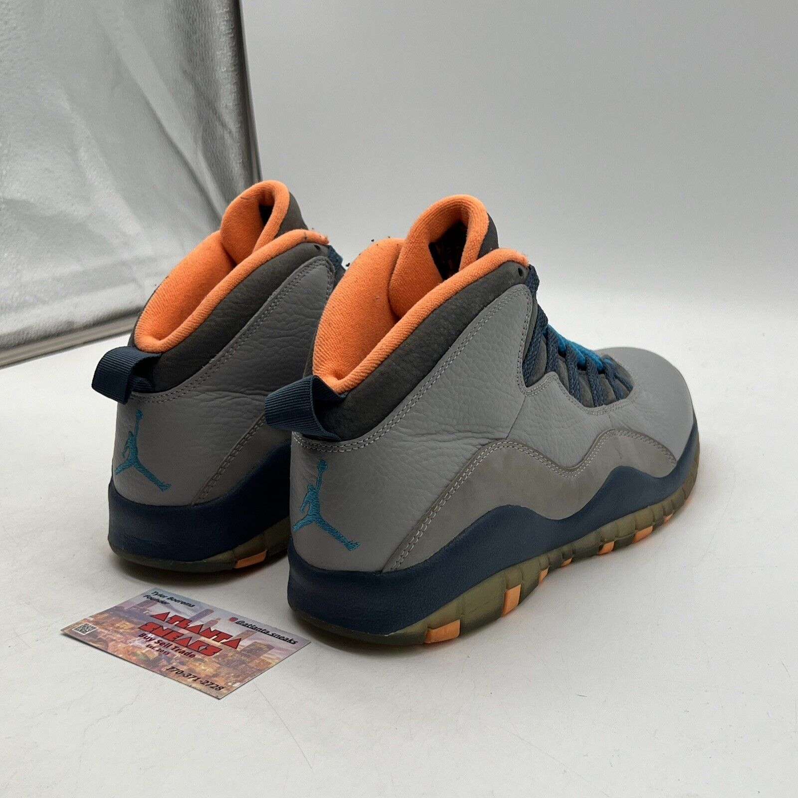 Size 9 - Air Jordan 10 Retro Bobcats Grey Blue Orange Leather (310805-026)