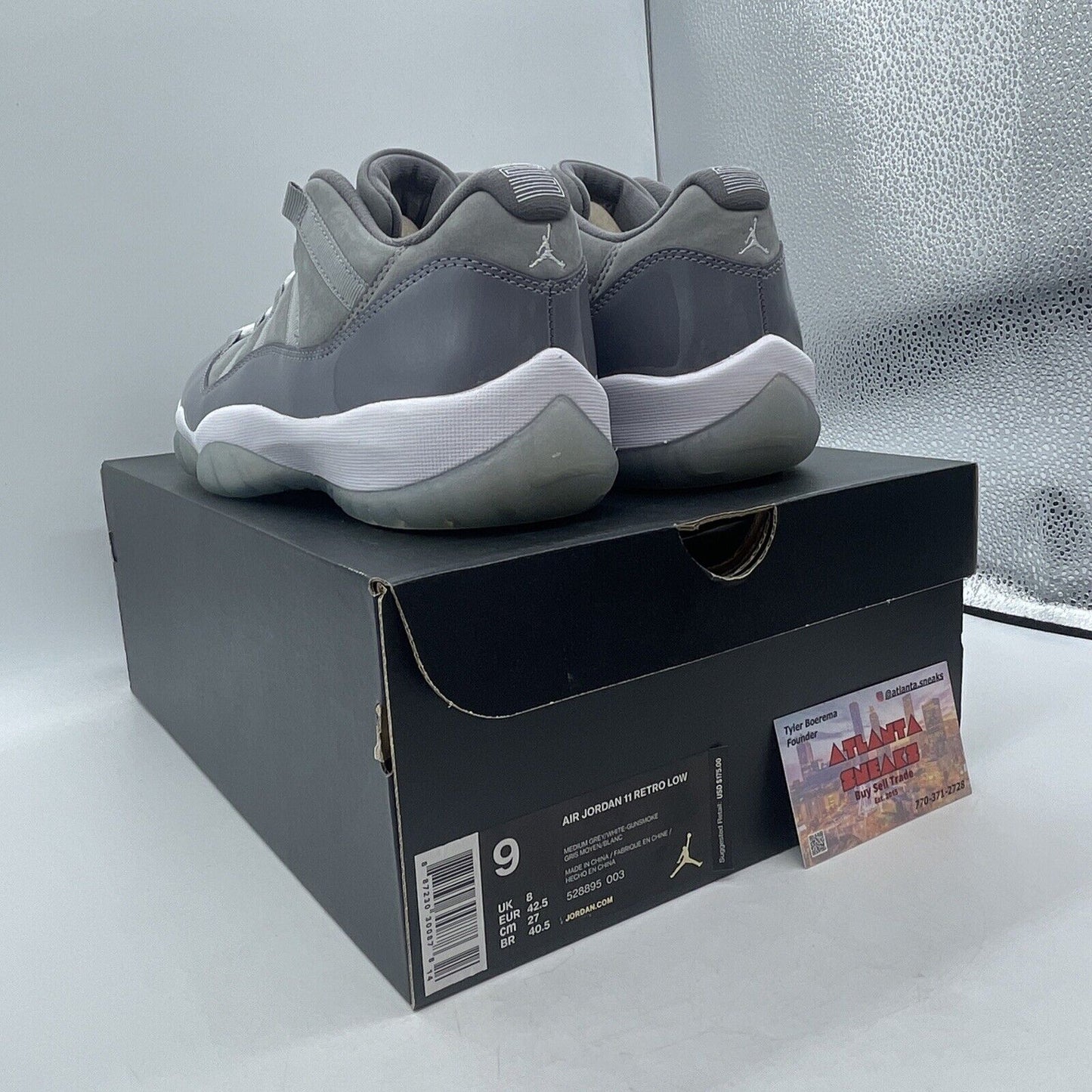 Size 9 - Jordan 11 Retro Low Cool Grey White Suede Leather (528895-003)