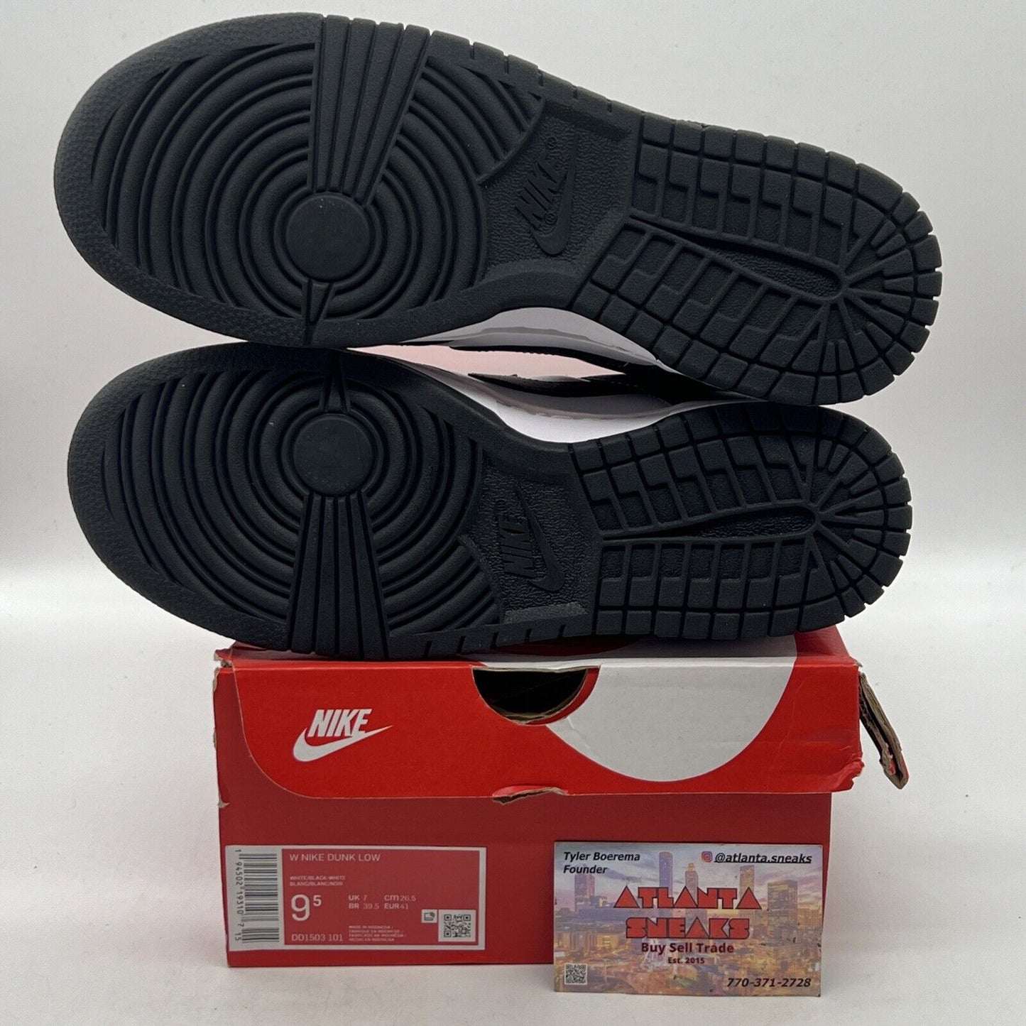 Size 9.5 - Nike Dunk Low Black White W Brand New Og All
