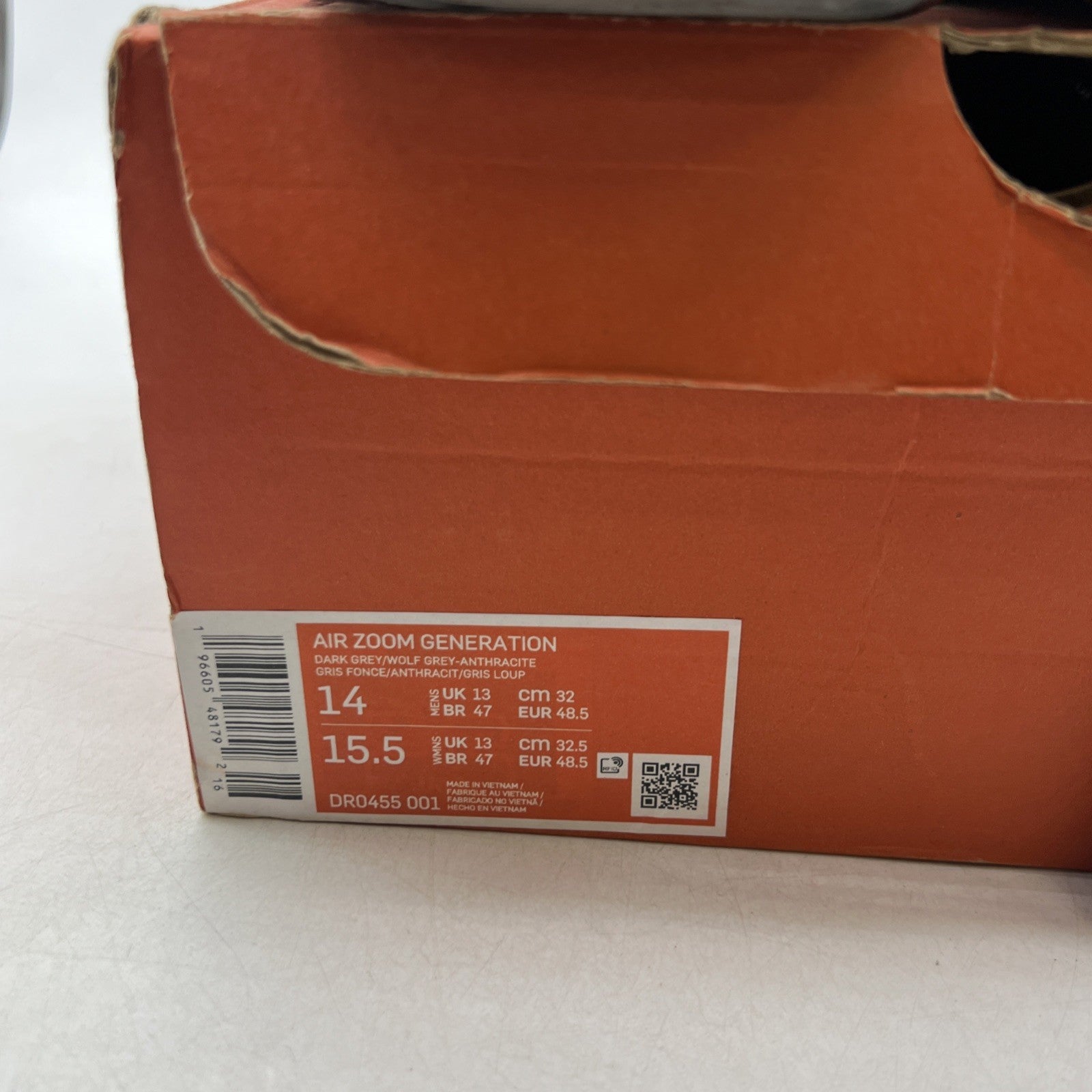 Size 14 - Nike Air Zoom Generation Retro Dark Grey (DR0455-001)