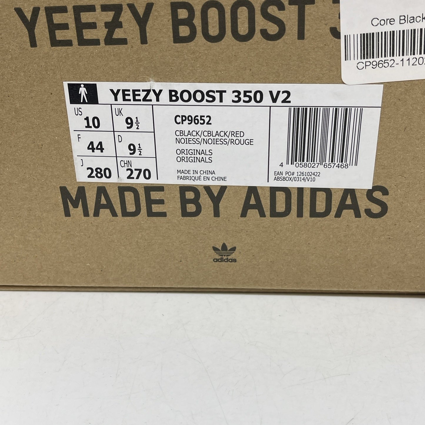 Size 10 - adidas Yeezy Boost 350 V2 Low Bred Black Red Suede (CP9652)