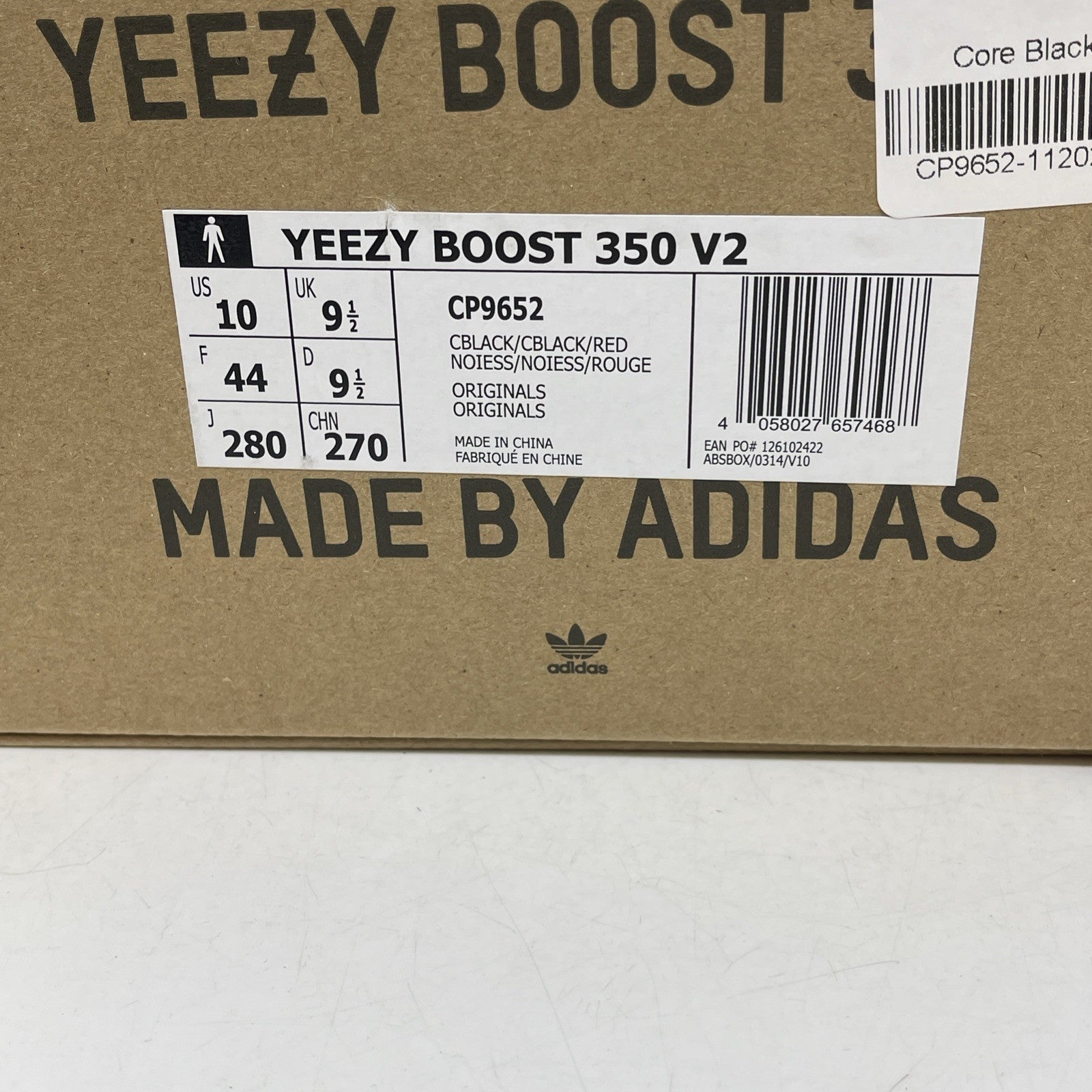 Size 10 - adidas Yeezy Boost 350 V2 Low Bred Black Red Suede (CP9652)
