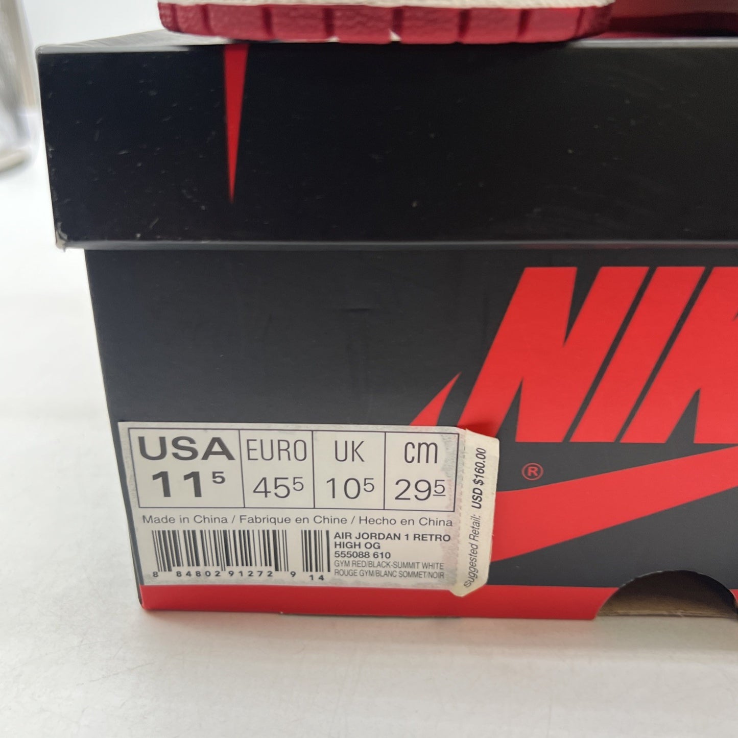 Size 11.5 - Air Jordan 1 Retro OG High Bred Toe (555088-610)