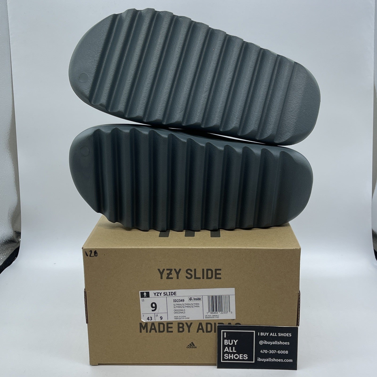Size 9 - Yeezy Slide Slate Marine Grey Rubber (ID2349)