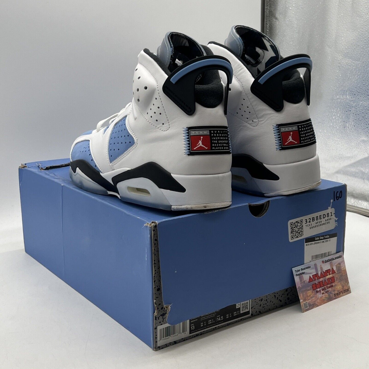 Size 13 - Jordan 6 Retro Mid UNC Home Black White Blue Suede Leather CT8529-410