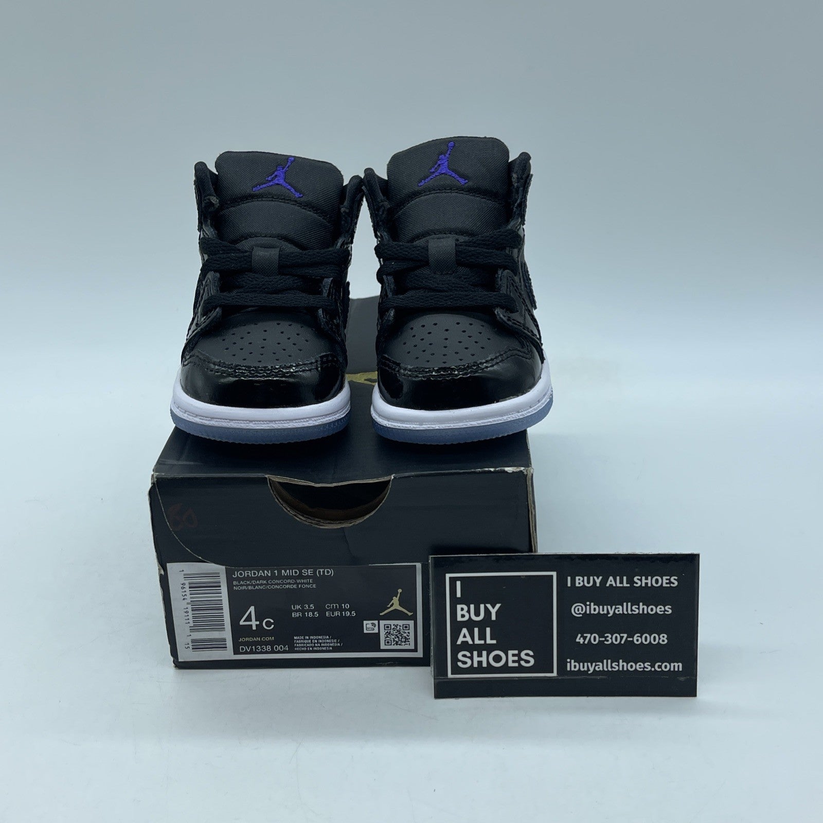 Size 4C - Jordan 1 Mid SE (TD) Space Jame Black Dark Concord-White (DV1338-004)