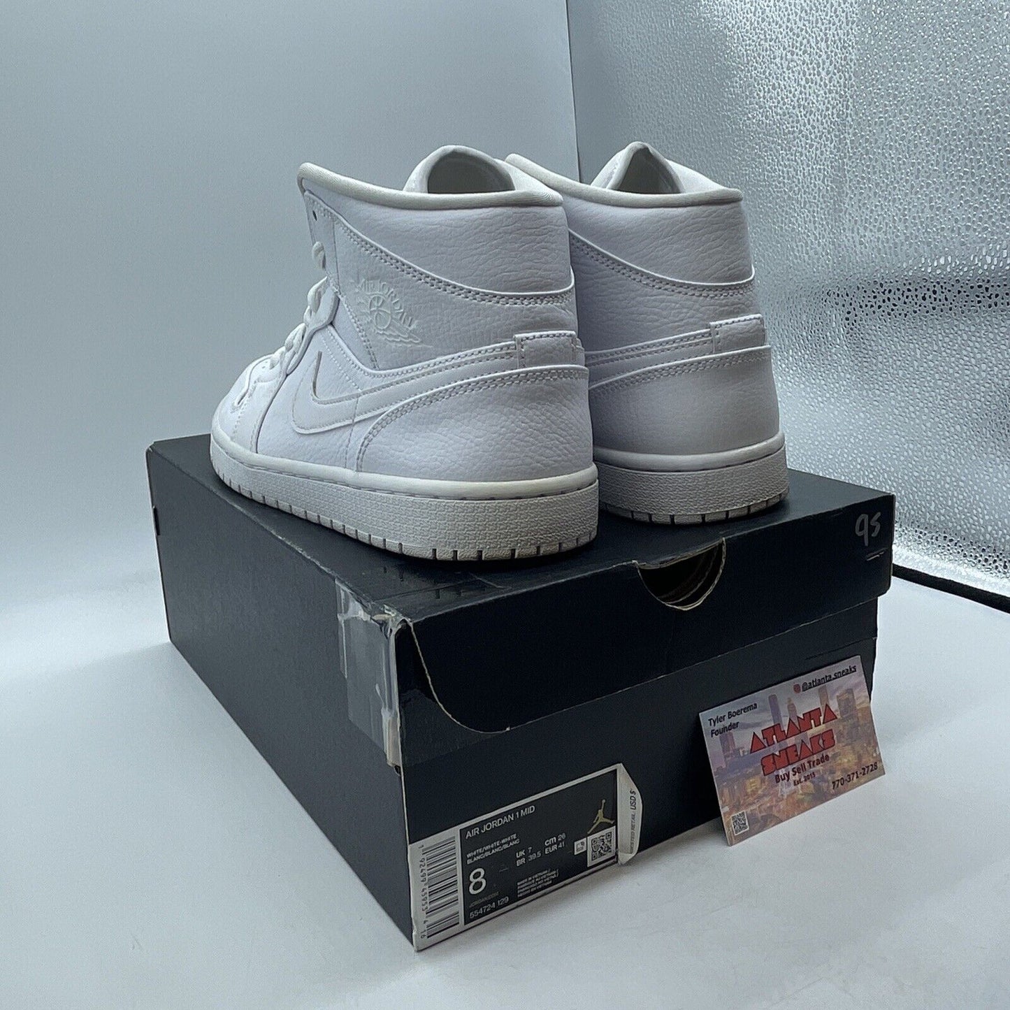 Size 8 - Air Jordan 1 2019 Mid Triple White Leather (554724-129)