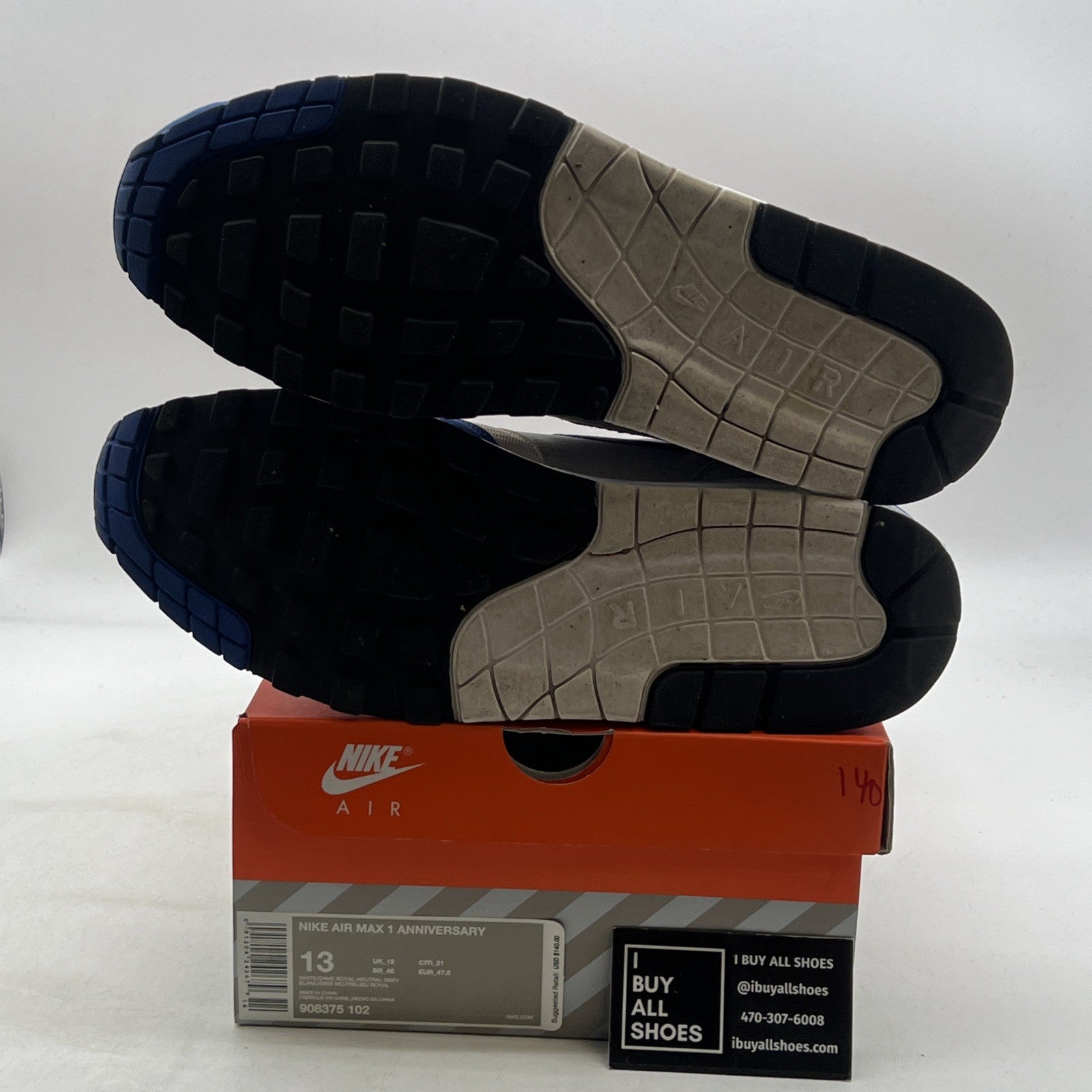 Size 13 - Nike Air Max 1 OG Anniversary 2017 Re-Release Royal (908375-102)