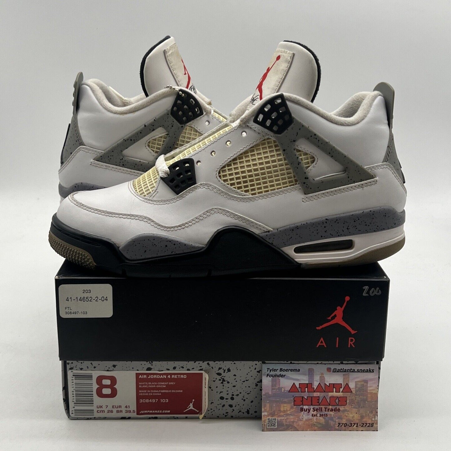 Size 8 - Air Jordan 4 Retro Cement 2012 (308497-103)