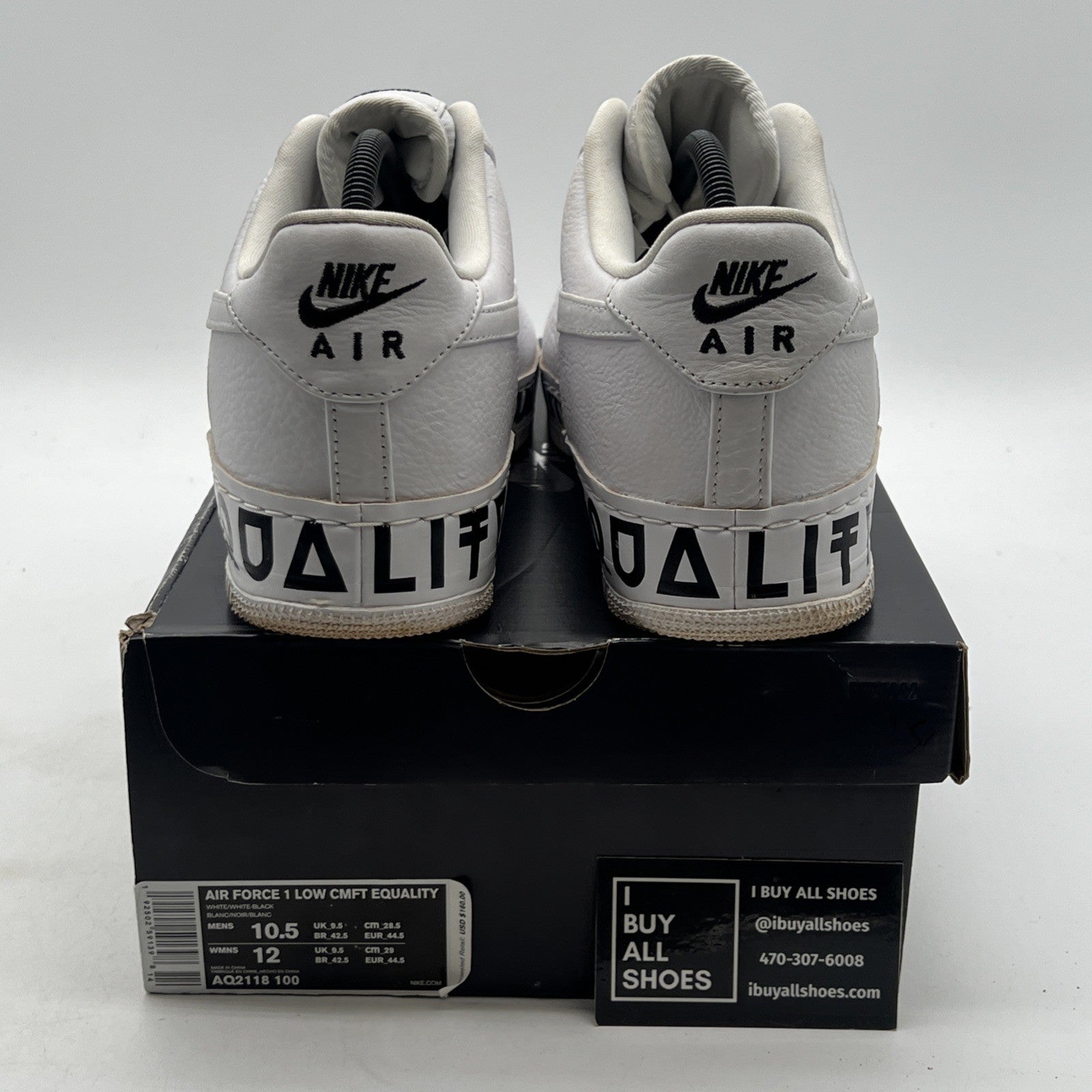 Size 10.5 - Nike Air Force 1 CMFT Low Equality (AQ2118-100)
