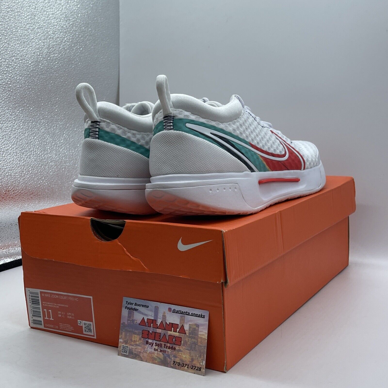 Size 11W - NikeCourt Zoom Pro White Washed Teal Blue Red Suede (DH0990-136)