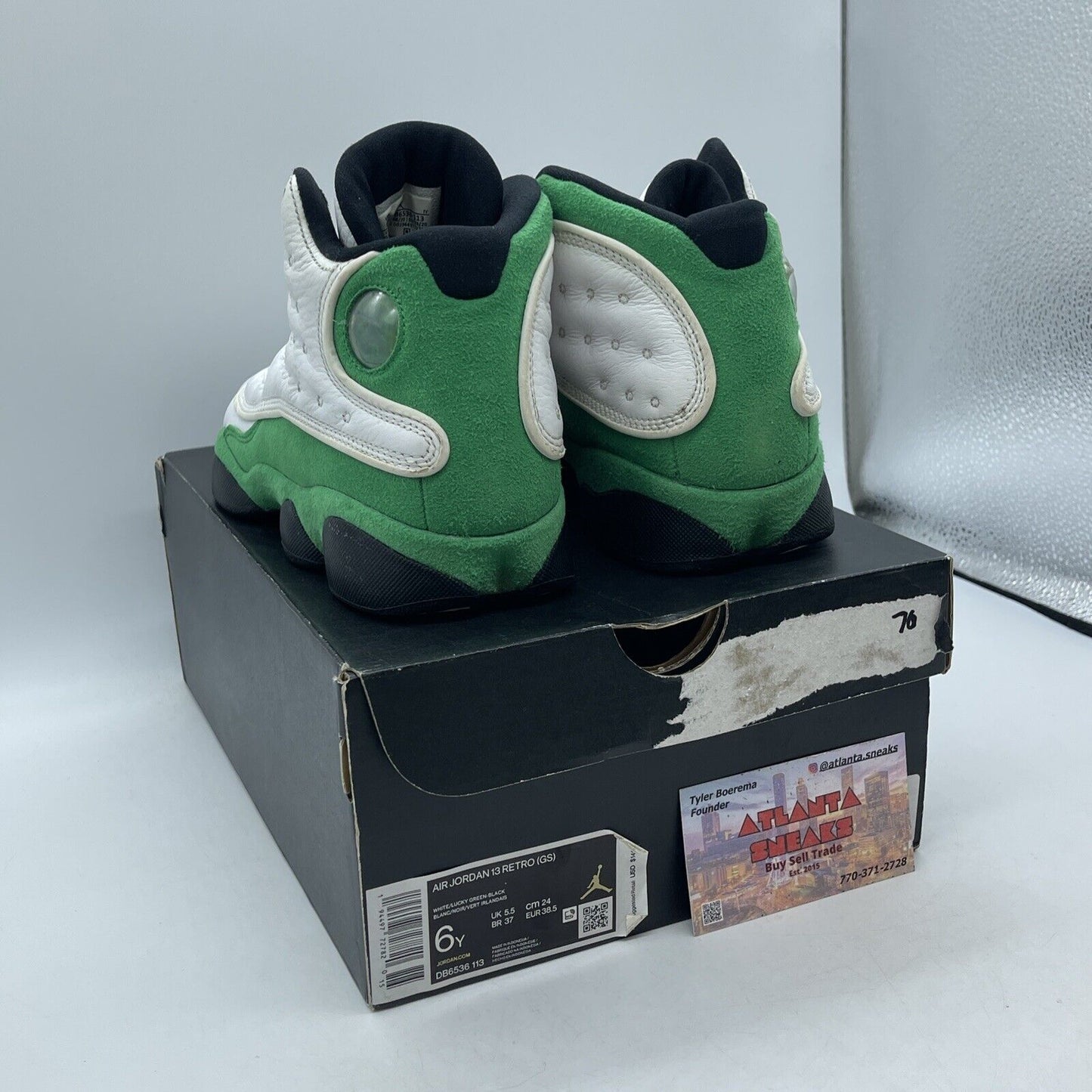 Size 6Y - Nike Air Jordan 13 Retro GS Lucky Green Leather  (DB6536-113)