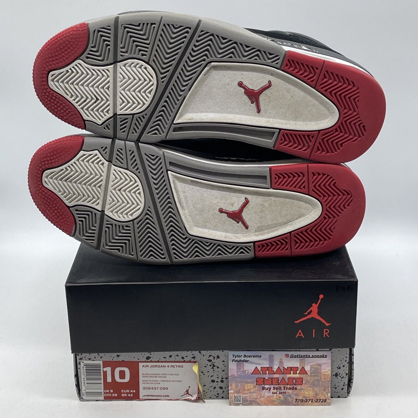 Size 10 - Jordan 4 Retro bred release 2012 Black Grey Suede Leather (308497-089)