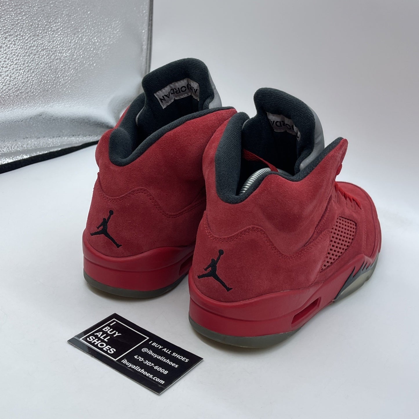 Size 9.5 - Air Jordan 5 Retro Red Suede Black (136027-602)