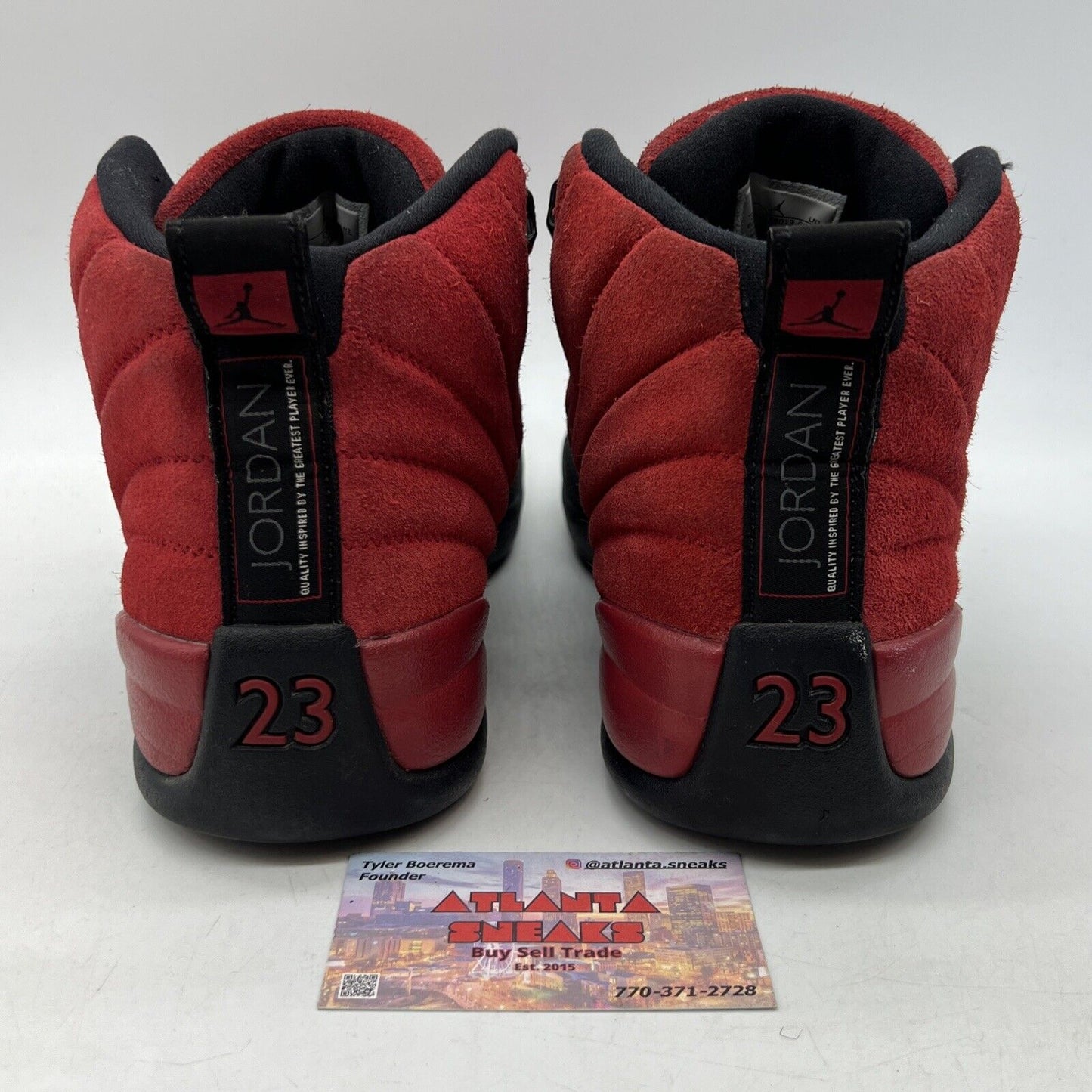 Size 10 - Jordan 12 Retro Reverse Flu Game 2020 Black Red Suede (CT8013-602)