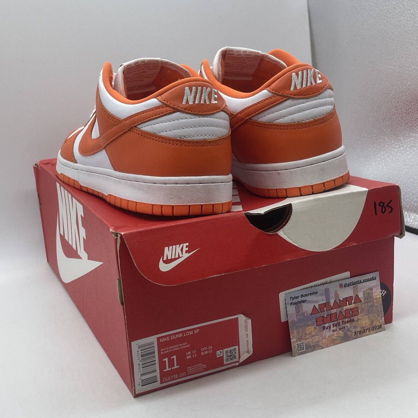 Size 11 - Nike Dunk Low Retro SP Syracuse 2020 Orange White Leather (CU1726-101)