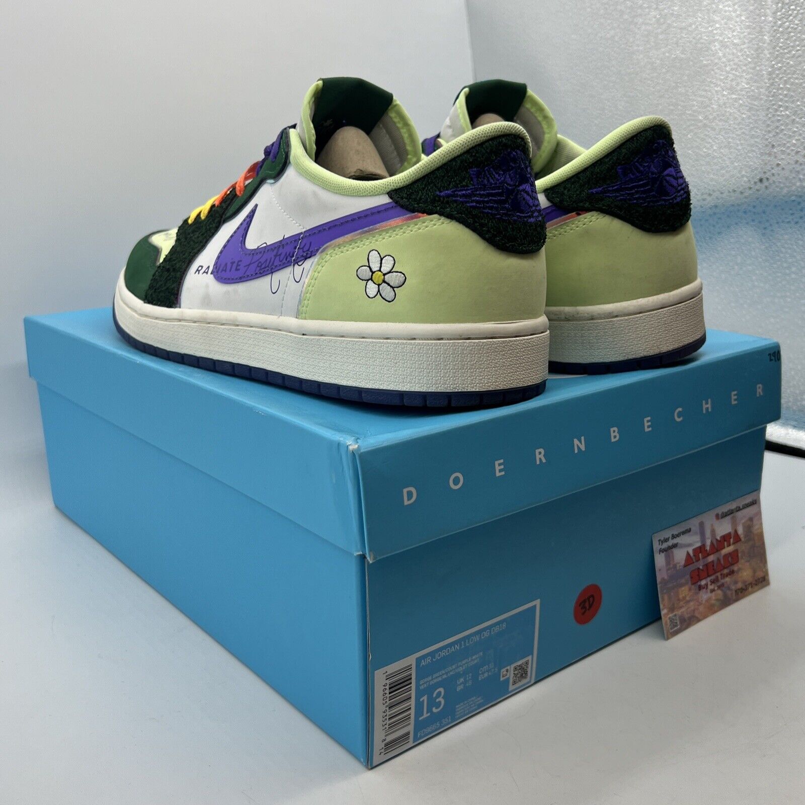 Size 13 - Jordan 1 Retro Low OG Doernbecher 2023 Green White (FD9665-351)