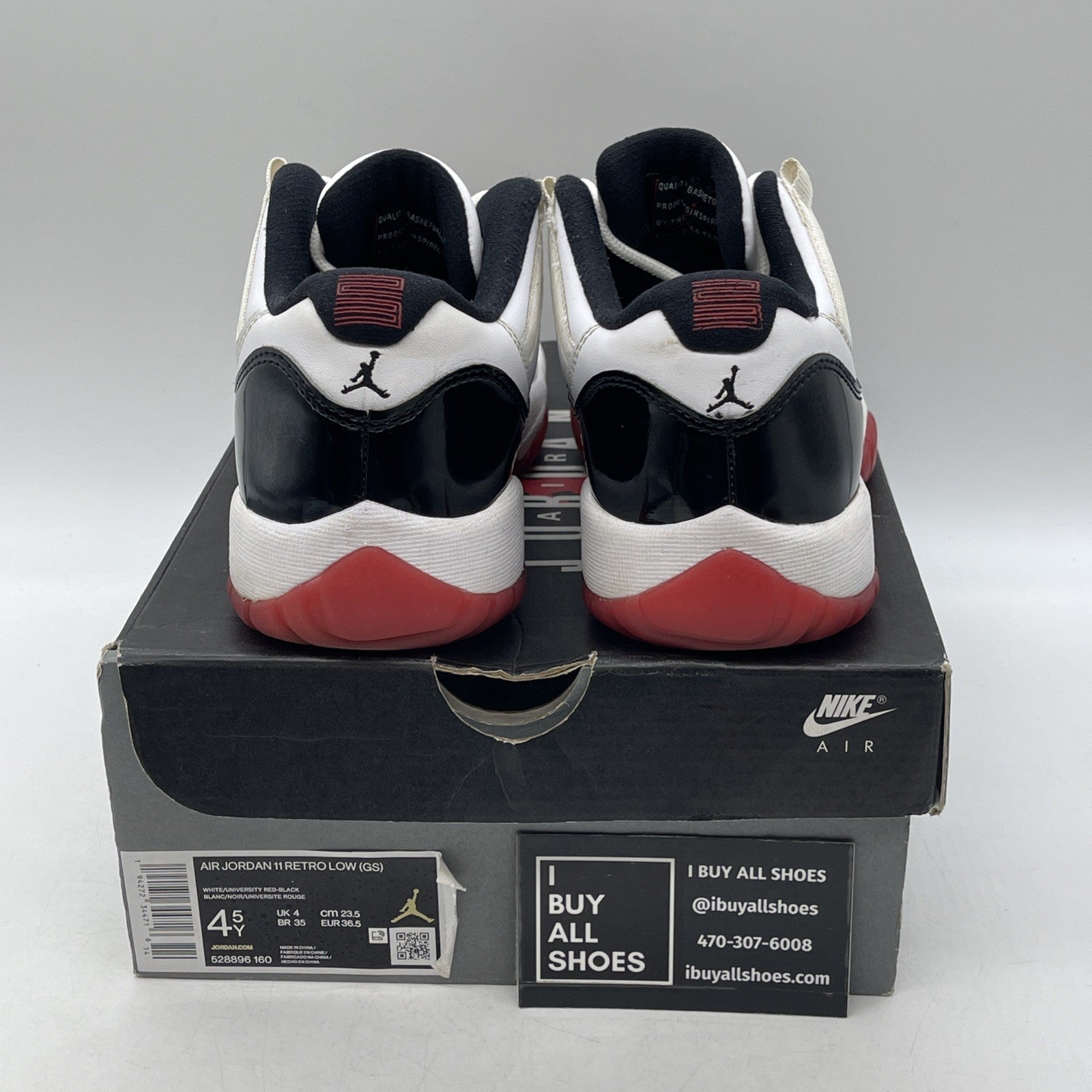 Size 4.5Y - Air Jordan XI 11 Retro Low GS Concord Bred  (528896-160)