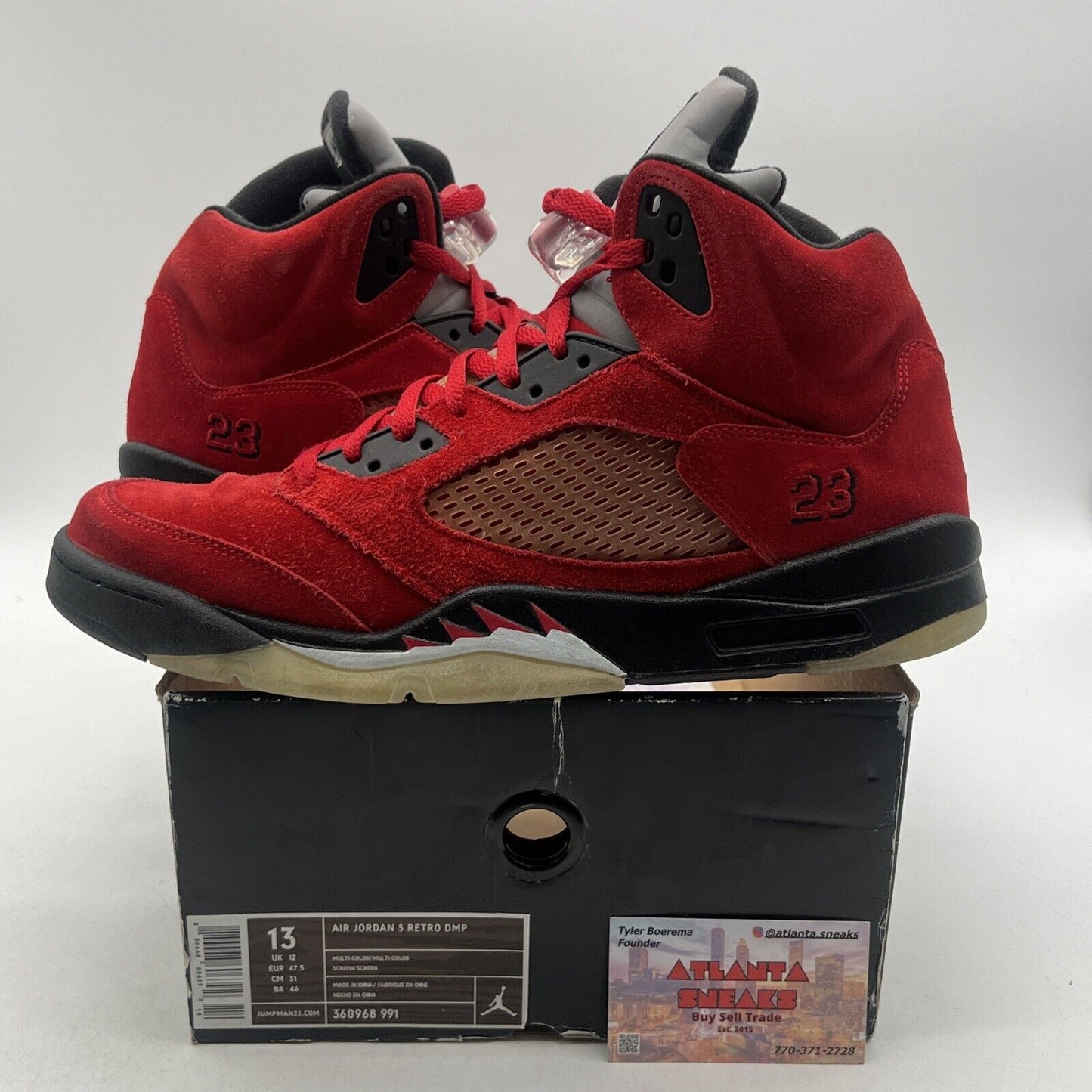 Size 13 - Air Jordan 5 Retro Raging Bull Red Suede Black Grey (136027-601)