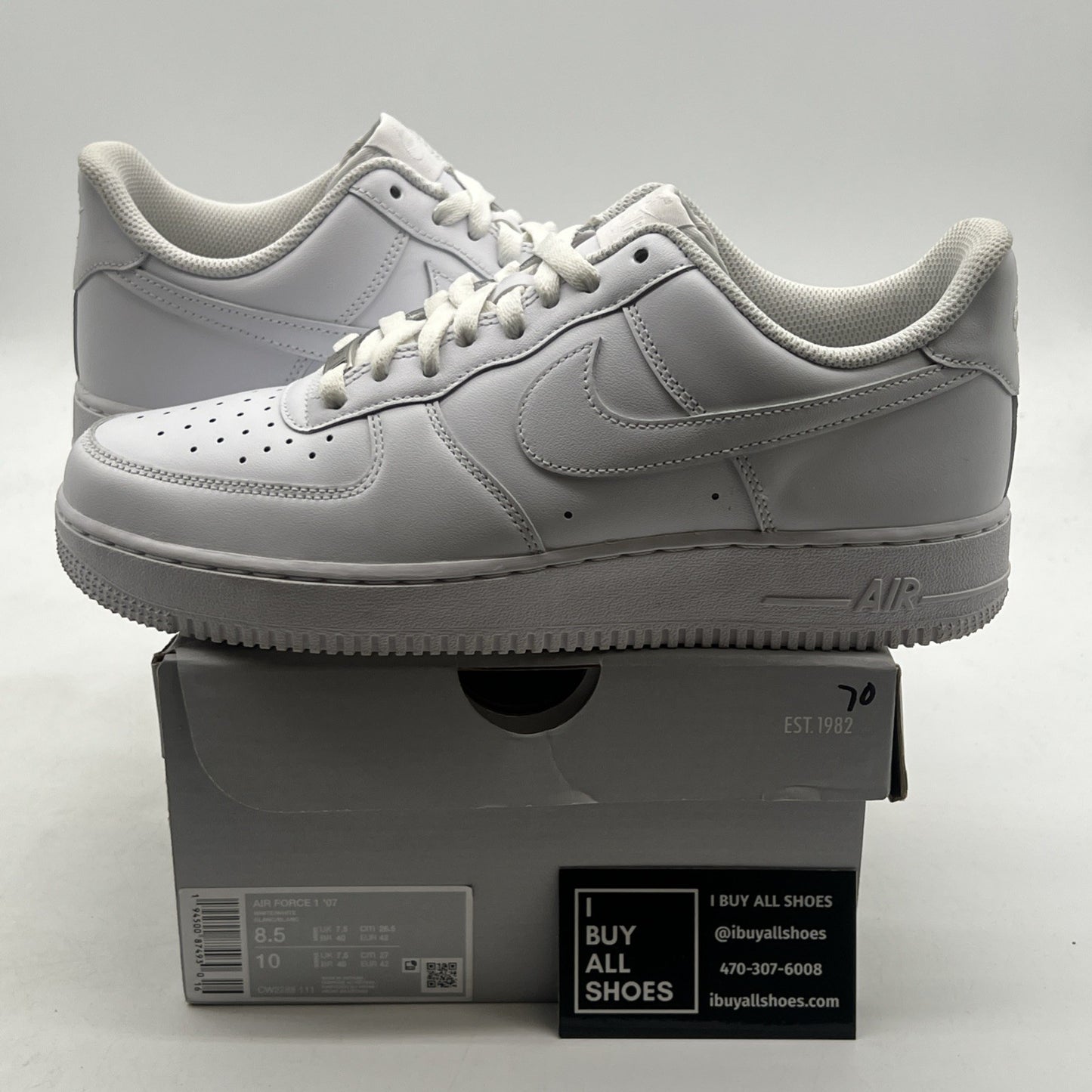 Size 8.5 - Nike Air Force 1 '07 Low Triple White (CW2288-111)