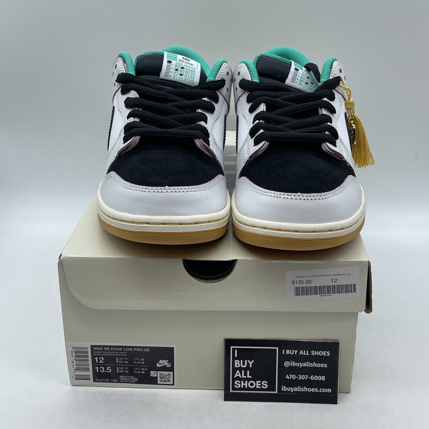 Size 12 - CSEF x Nike Dunk SB Low White Clear Emerald (HJ4132-100)