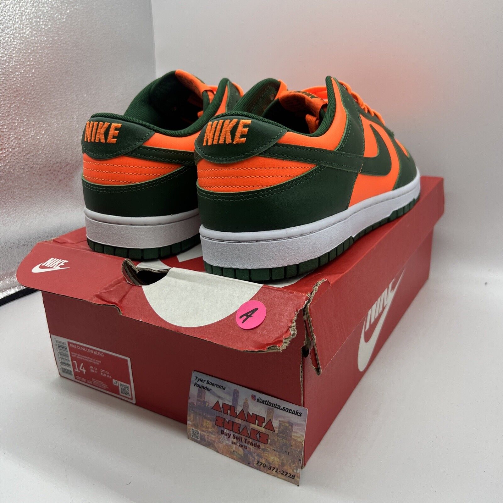 Size 14 - Nike Dunk Low Miami Hurricanes Brand  New Og All