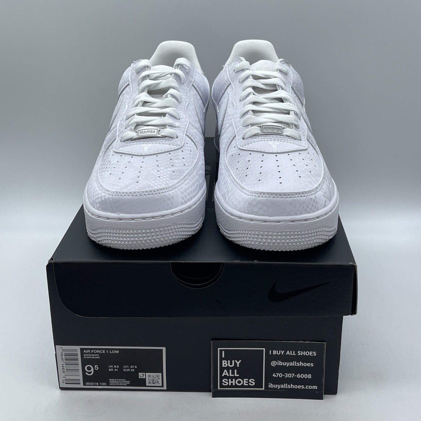 Size 9.5 - Nike Kobe Bryant x Air Force 1 Low Forever White (IB0018-100)