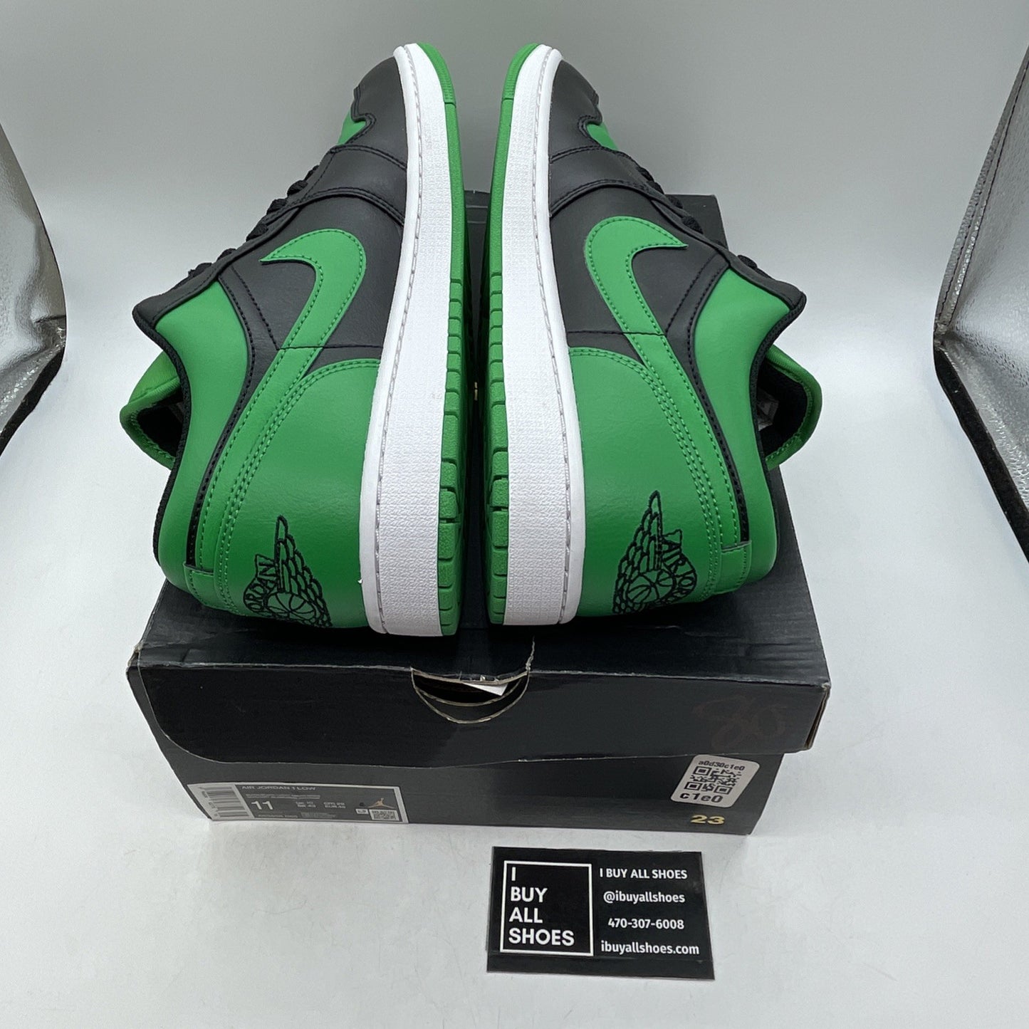 Size 11 - Nike Air Jordan 1 Low Black Lucky Green (553558-065)