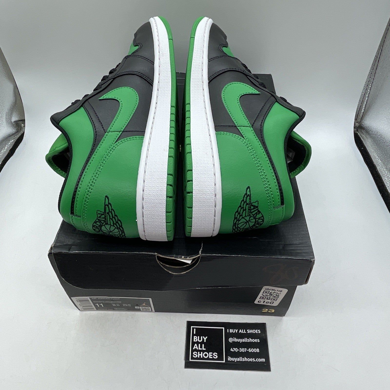 Size 11 - Nike Air Jordan 1 Low Black Lucky Green (553558-065)
