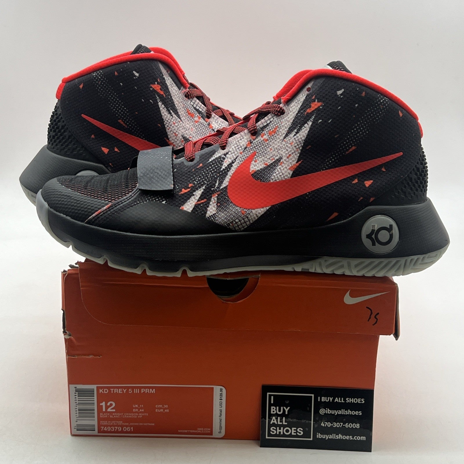 Size 12 - Nike KD Trey 5 III PRM Bright Crimson (749379-061)