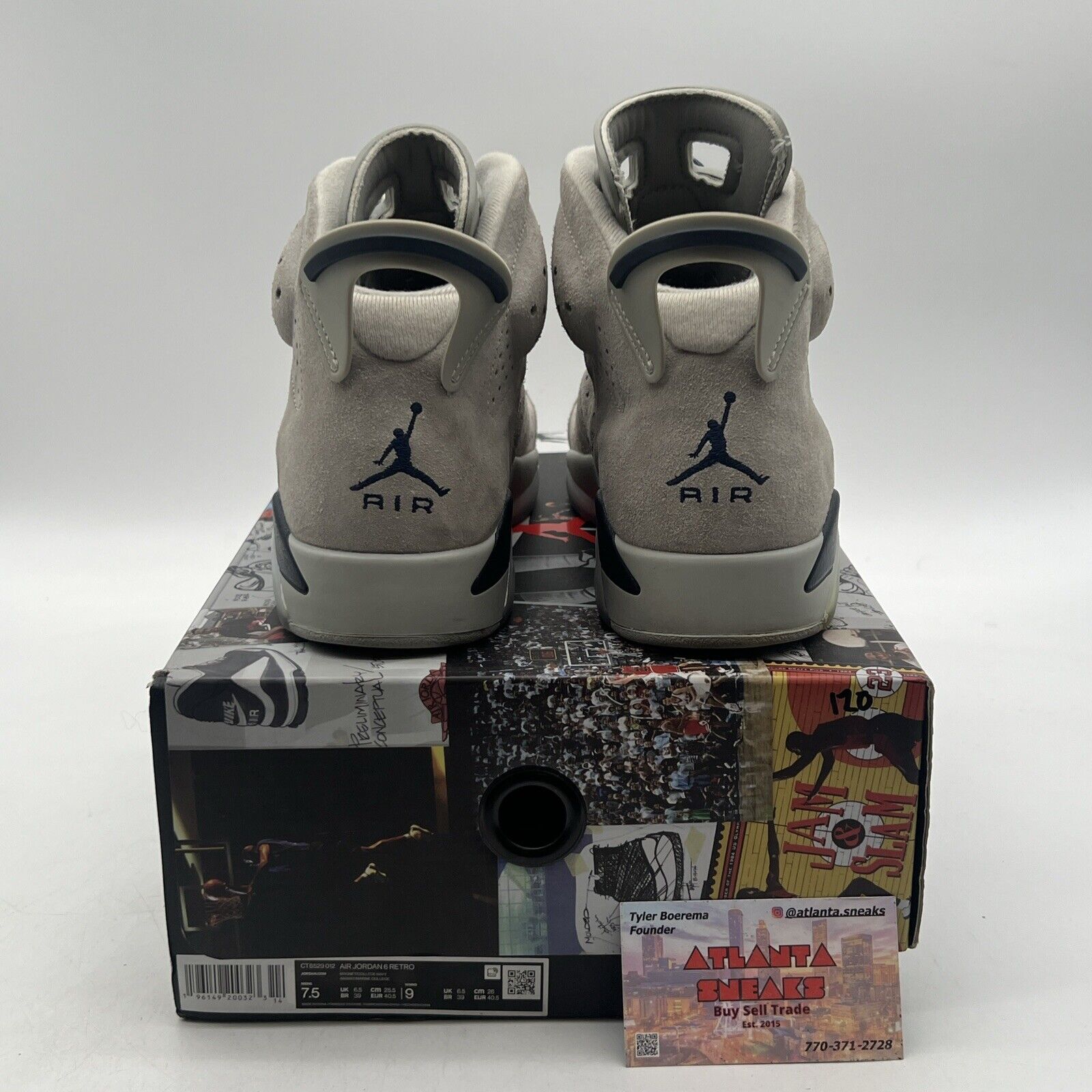 Size 7.5 - Jordan 6 Retro Mid Georgetown Grey Suede Navy (CT8529-012)