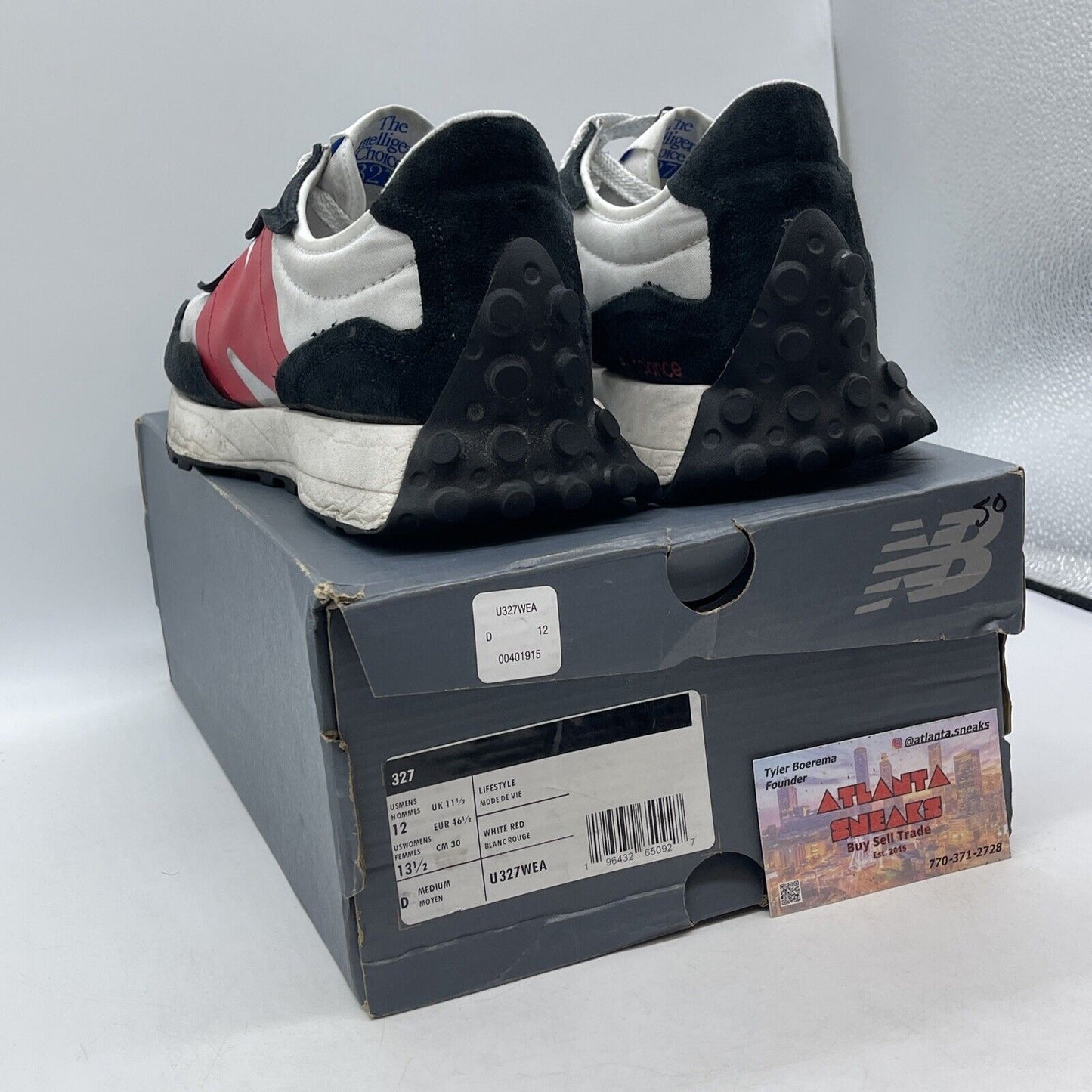 Size 12 - New Balance 327 Black White Red blue Suede Leather (U327WEA)