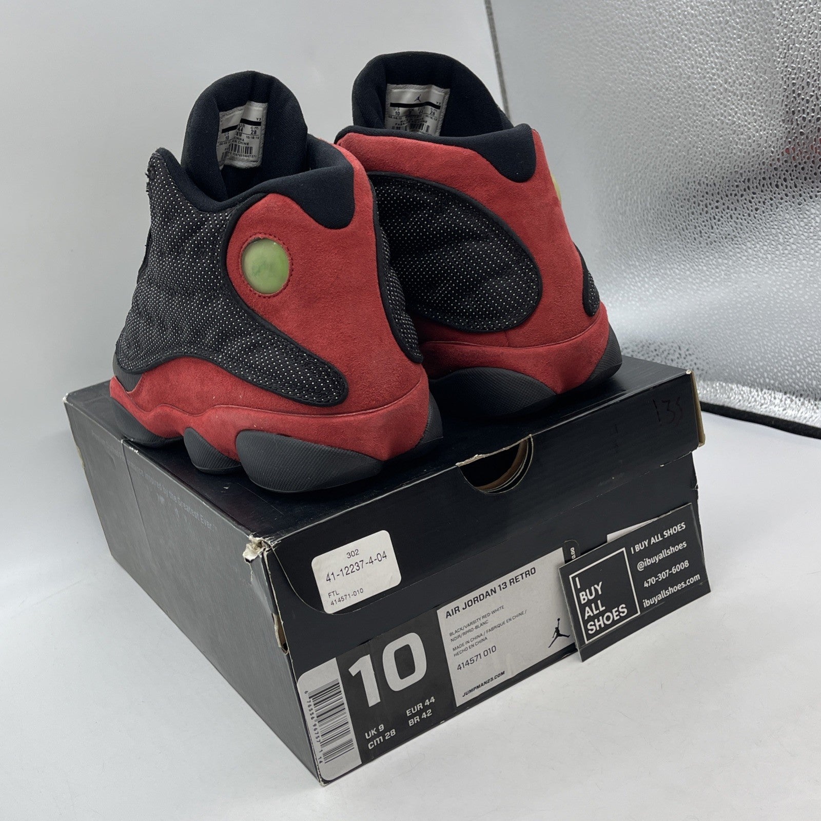 Size 10 - Air Jordan 13 Retro 2013 Bred Red Black Leather (414571-010)