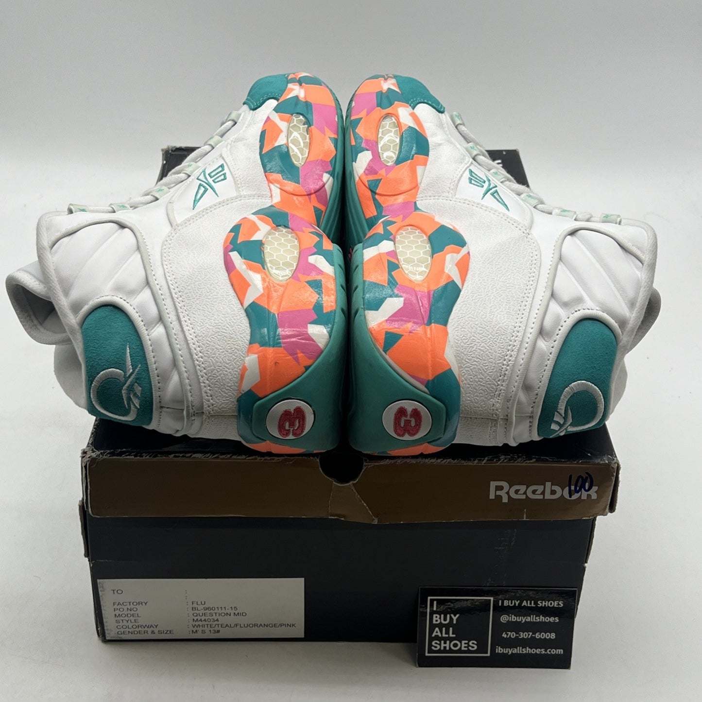 Size 13 - Reebok Question Mid White Noise Sample (M44034)