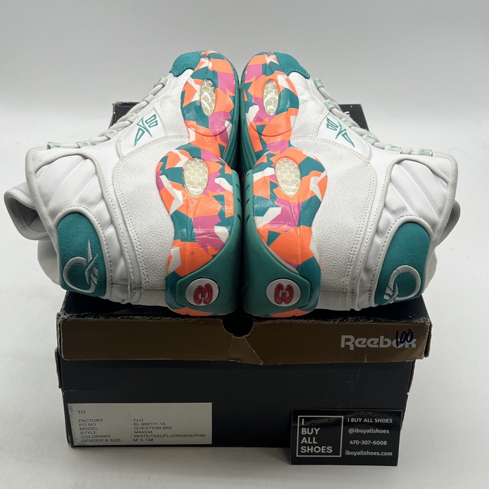 Size 13 - Reebok Question Mid White Noise Sample (M44034)