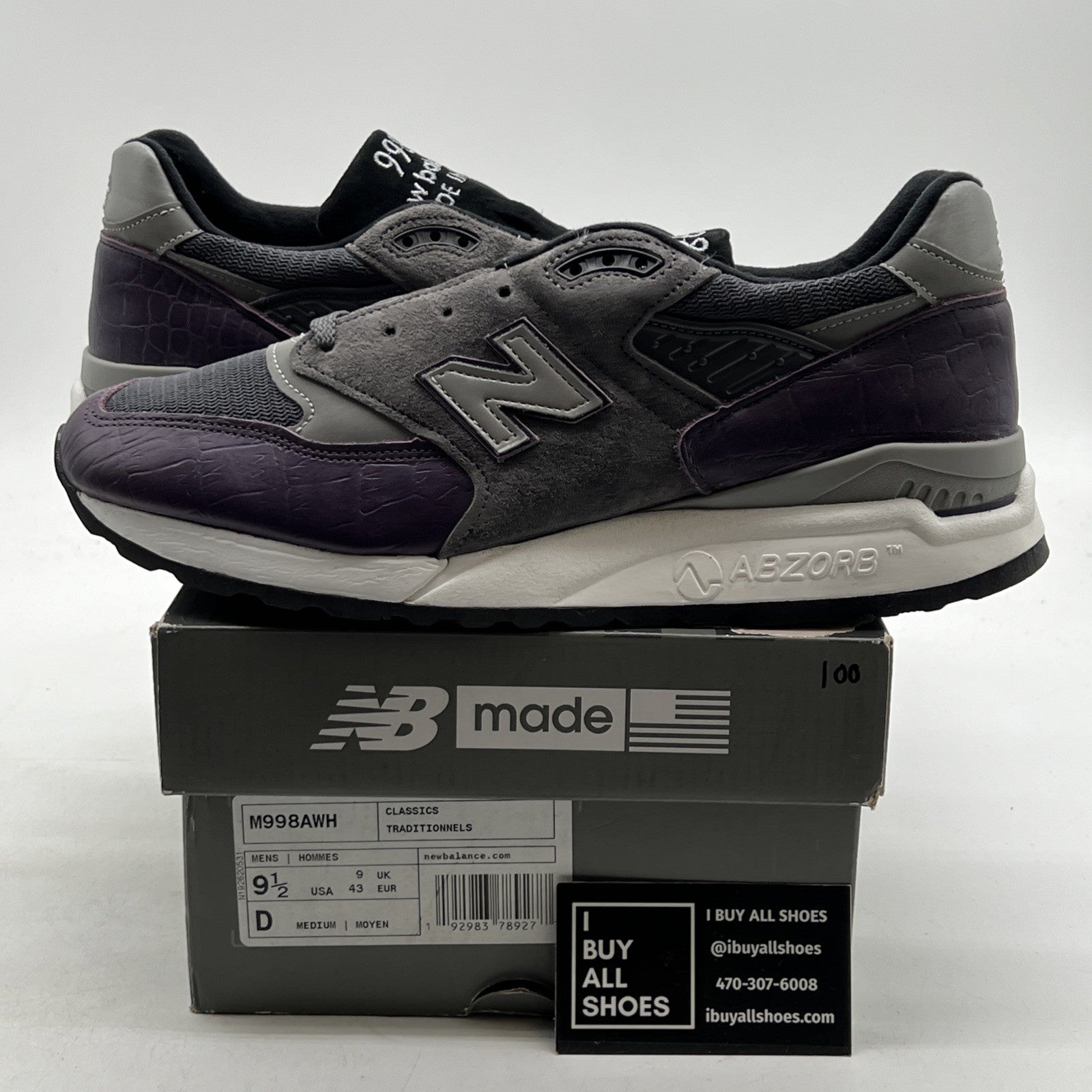 Size 9.5 - New Balance 998 Made in the USA Purple Croc (M998AWH)