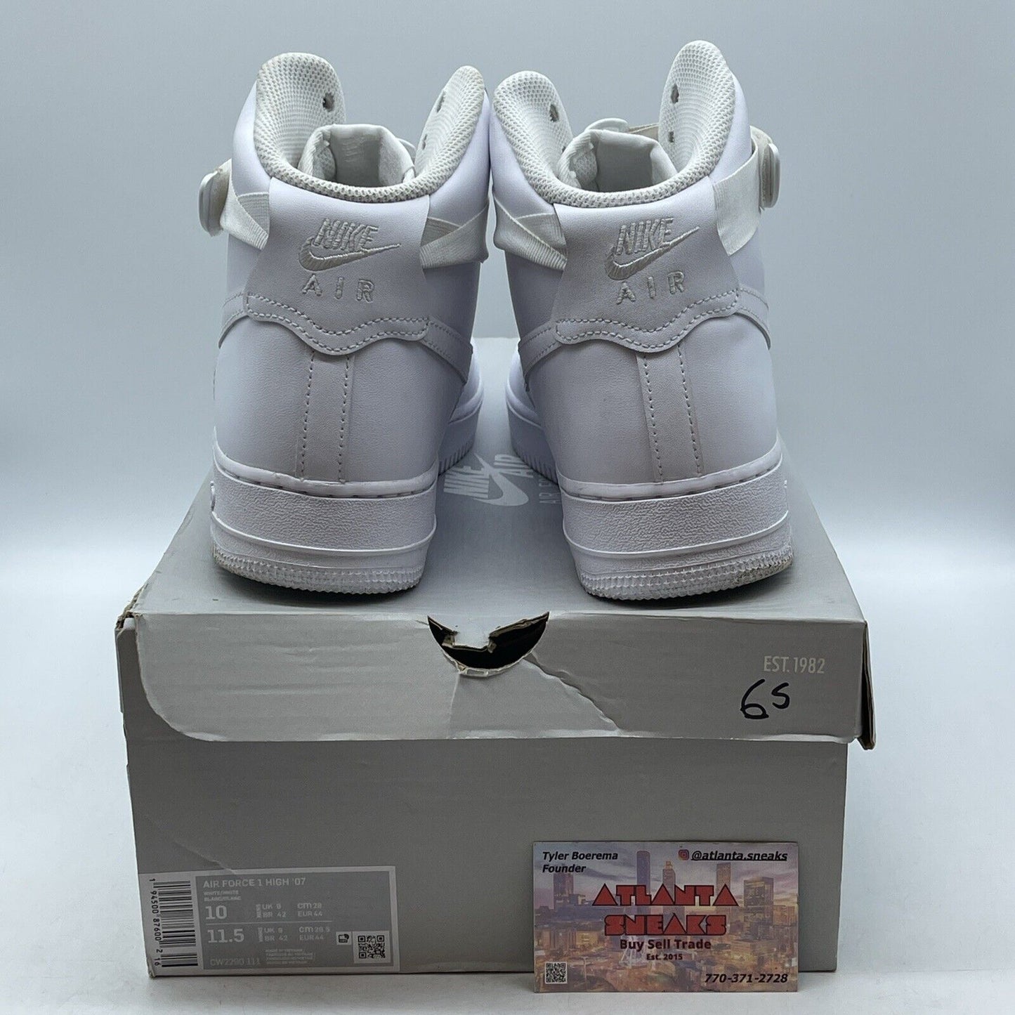 Size 10 - Nike Air Force 1 '07 High Triple White Leather (CW2290-111)